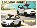 White 2-in-1 6V Battery-Powered Electric Ride-on Car with Sliding Mechanism Headlights Music Horn 06183027