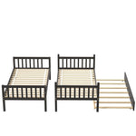 ZUN Twin Over Twin Bunk Beds with Trundle, Solid Wood Trundle Bed Frame with Safety Rail and Ladder, W50440570