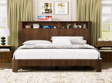 Queen Size bed frame with storage headboard, built-in charging station, wavy curved lines design, W1162P357261