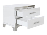 Elegant High Gloss Nightstand with Metal Handle,Mirrored Bedside Table with 2 Drawers for 20717890