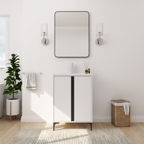 ZUN 24" Freestanding Bathroom Vanity With Ceramic Sink-BVB06724WH-G-BL9060B 77580213