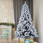 ZUN 6ft Flocking Tied Light Christmas Tree 83423440