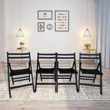 Furniture Slatted Wood Folding Special Event Chair - black, Set of 4, FOLDING CHAIR, FOLDABLE STYLE W49553509