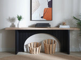 Modern Minimalist Console Table with Black Arch Base and Natural Wood Top,66in Length Console W2729P199007