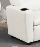 Marisa 22" White PU Leather Kids Recliner Chair with Cupholder B061110699