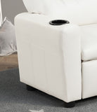 ZUN Marisa 22" White PU Leather Kids Recliner Chair with Cupholder B061110699