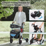 Rollator Walker for Seniors, Lightweight Foldable All Terrain Rolling Walker with seat, Aluminum T3815P363144