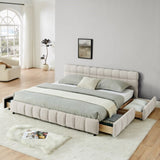 King Size Upholstered Bed ,comfortable upholstered bed frame, Chenille fabric, with headboard and W487P235315