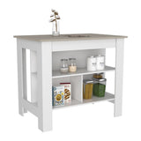 Cala Kitchen Island Antibacterial, Three Shelves, Four Legs -Light Gray / White B20092013
