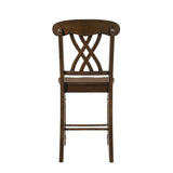 Set of 2 Counter Height Chairs with Cross Backrest, Walnut B016P315207