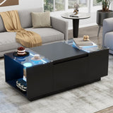 U-Can Led Coffee Table, Modern Center Table High-Gloss Finish and Glass Tabletop, Coffee Table N724P290056B