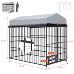 ZUN Large Dog Kennel Outdoor Pet Pens Dogs Run Enclosure Animal Hutch Metal Coop Fence with Roof W1820P172862