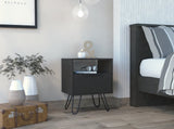 Black Wengue 1-Shelf 1-Drawer Nightstand B06280479