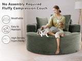 Round Sofa Bed with Memory Foam Sectional Couches for Living Room, Cloud Couch with three pillows, W3224P444283
