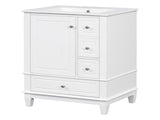 24" Bathroom Vanity with Sink and Drawers, White Freestanding Vanity Cabinet with Ceramic Top and 00086938