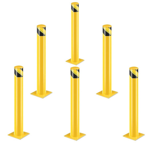 ZUN Safety Bollards, Steel Bollard Post, Yellow Powder Coated Safety Parking Barrier Post for High 19576259