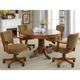 Olive Brown and Amber Upholstered Game Chair with Casters B062P145560