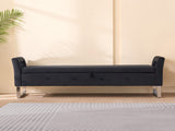 67.91"Wide Velvet Storage Soft Bench with Armrests for Living Room, Entryway and Bedroom. Black W3118P272641