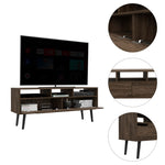 ZUN Oslo Tv Stand for TV´s up 51", Two Drawers, Three Open Shelves -Dark Walnut B20091975