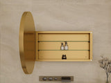31.5 Inch Surface Mount Round Metal Framed Medicine Cabinet with Mirror and Adjustable Shelves Black W1435P194675