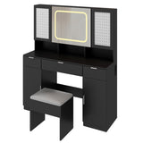 Large Vanity Table Set with LED Lighted Mirror and 2 DIY Pegboards, 5 Hooks, Vanity Desk with 06257770