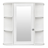 ZUN 3-tier Single Door Mirror Indoor Bathroom Wall Mounted Cabinet Shelf White 48311781