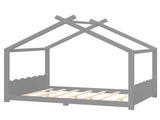 Full House Floor Bed with Support Slats, Solid Wood House Bed Frame for Kids, No Box Spring Needed W1580P387843