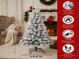 4FT Flocked Christmas Tree with 233 Tips Snowy PVC Artificial Plant Sturdy Metal Stand 32260824