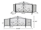 Onyx 3-Panel Iron Fireplace Screen 54" x 31.5", Black Finish N775P386819B