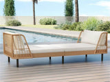 2-Seat Outdoor PE Wicker Daybed, Dual-Function Backrest Armrest Patio Loveseat 54417410