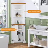 ZUN Corner Cabinet Dresser cabinet barcabinet Corner Bathroom Cabinet with 2 Doors and 3 Tier Shelves W679126462