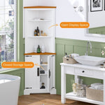 ZUN Corner Cabinet Dresser cabinet barcabinet Corner Bathroom Cabinet with 2 Doors and 3 Tier Shelves W679126462