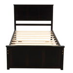 ZUN Platform Bed with Twin Size Trundle, Twin Size Frame, Espresso 14512672