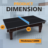 8ft Black Mid-Size Ping Pong Conversion Top Foldable & Portable Table Tennis Table Top for Indoor 24561419