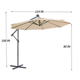 ZUN 10 FT Solar LED Patio Outdoor Umbrella Hanging Cantilever Umbrella Offset Umbrella Easy Open 84132735