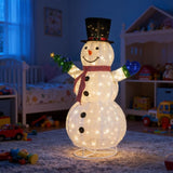 5.7FT Lighted Snowman Holding Small Tree Christmas Yard Decorations, Pre-lit Pull Up Snowman with 05791753