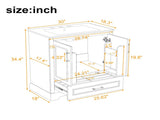 30" Bathroom Vanity with Sink, MDF and Solid Wood Frame, 1 Divider Drawer and 2 Soft-close Doors N729P321376B