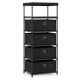 4-Drawer Fabric Storage Cabinet - Removable Foldable Drawers, Industrial Wood Top, Metal Frame with 35054697