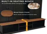VIBE HAUS 62.2''W Entryway Hall Tree with Bench, 3 Top Cubbies & Bottom Storage Space, Farmhouse 10820621