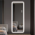 ZUN Full Length Mirror Lighted Vanity Body Mirror LED Mirror Wall-Mounted Mirror Big Size Rounded W2709P178826