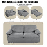 Convertible Pull Out Sofa Bed Queen Size, 3-in-1 Convertible Sleeper Couch with Thicked Cushions and W3163P269700