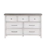 ZUN White and Gray Finish 1pc Bedroom Dresser of 7 Drawers Classic Design Wooden Furniture B011P245001