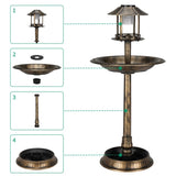 42"bird bath feeder with flowerpot base and Solar. Bronze 87996650