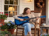 Blue 38-inch Acoustic Guitar with Picks, Strings, Capo, Case, Tuner, and Strap 24629343