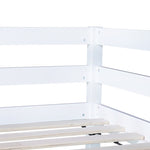 ZUN Twin High Loft Bed, Rubber Wood Loft Bed with Safety Guardrail, built-in desk, ladder,White W504P206979