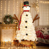 ZUN 4ft Pre-lit Christmas Tree with 100 Lights, Snowman-Shaped Artificial Christmas Tree, Xmas Tree with N710P181795K