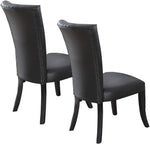 ZUN Black Faux Leather Upholstered Lines back Set of 2pc Chairs Dining Room Wide Flair back Chair HSESF00F1591