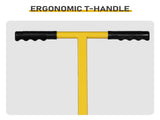 24" x 18" Manual Snow Pusher with T-Handle, Black Blade, Yellow Shaft & Yellow Wheel Hub, Iron 70501121