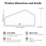 52*28 inch LED Bathroom Vanity Mirror Wall Mounted Adjustable White/Warm/Natural Lights Anti-Fog W708P235364