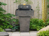25.59"H Minimalist Concrete Column FountainLED-Lit Modern Outdoor Oasis, Sturdy Landscape Feature N765P324547G